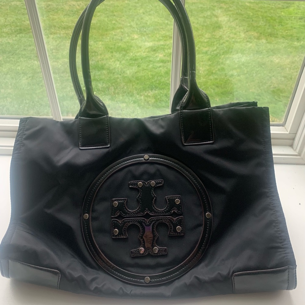 Tory Burch Black Studded Expandable Ella Tote